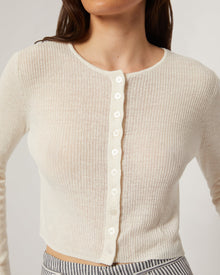 Womens | Linen Rib Cardigan | White