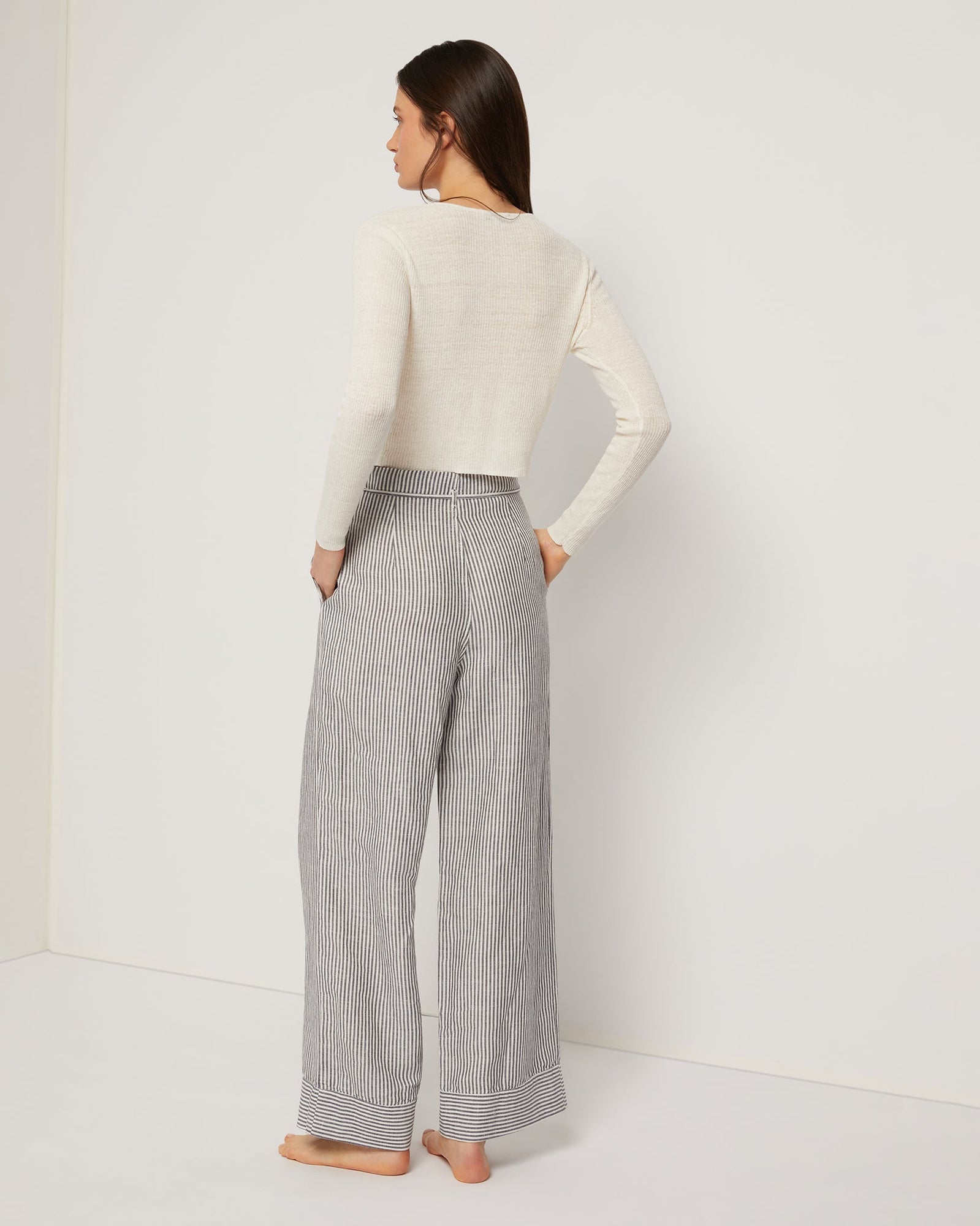 Womens | Linen Rib Cardigan | White