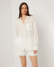 Womens | Air Linen Boyfriend Shirt | White
