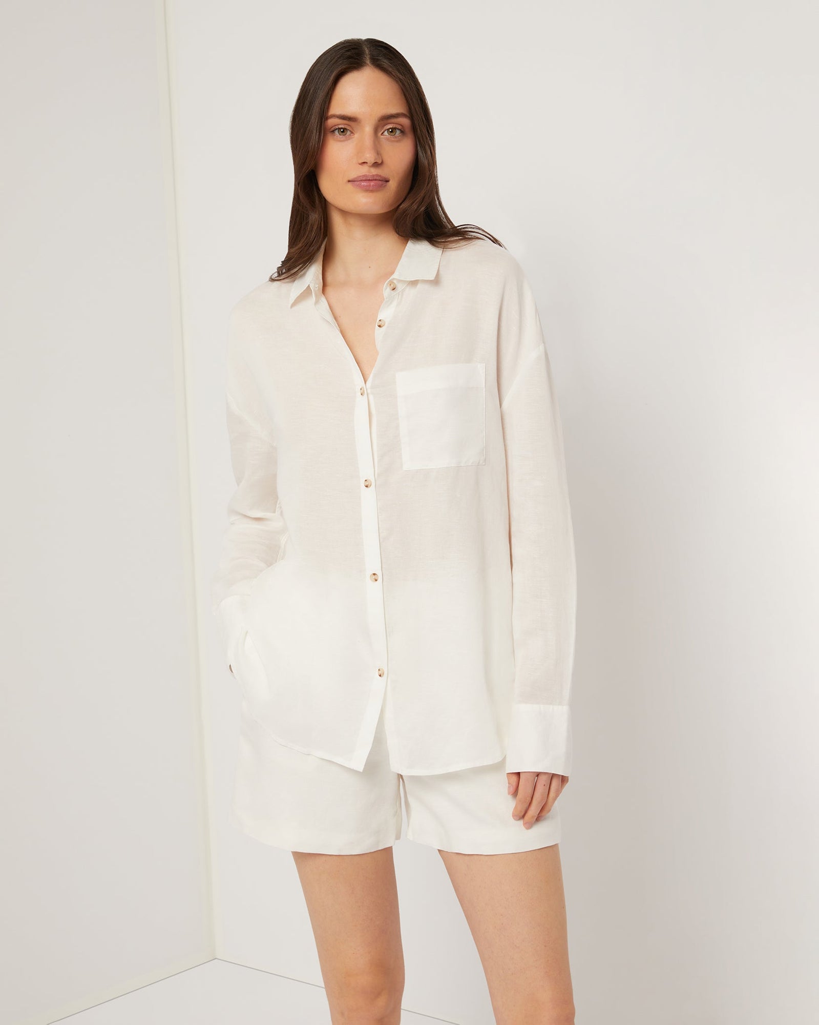 Womens | Air Linen Boyfriend Shirt | White