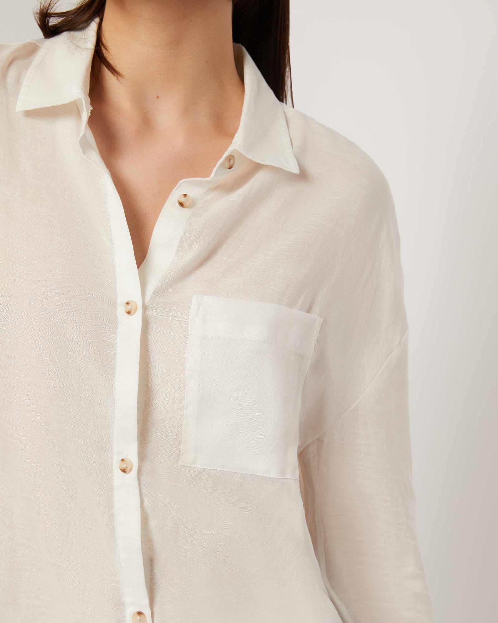 Womens | Air Linen Boyfriend Shirt | White
