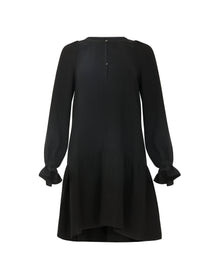 Onyx Silk Flounce Babydoll Dress | Black
