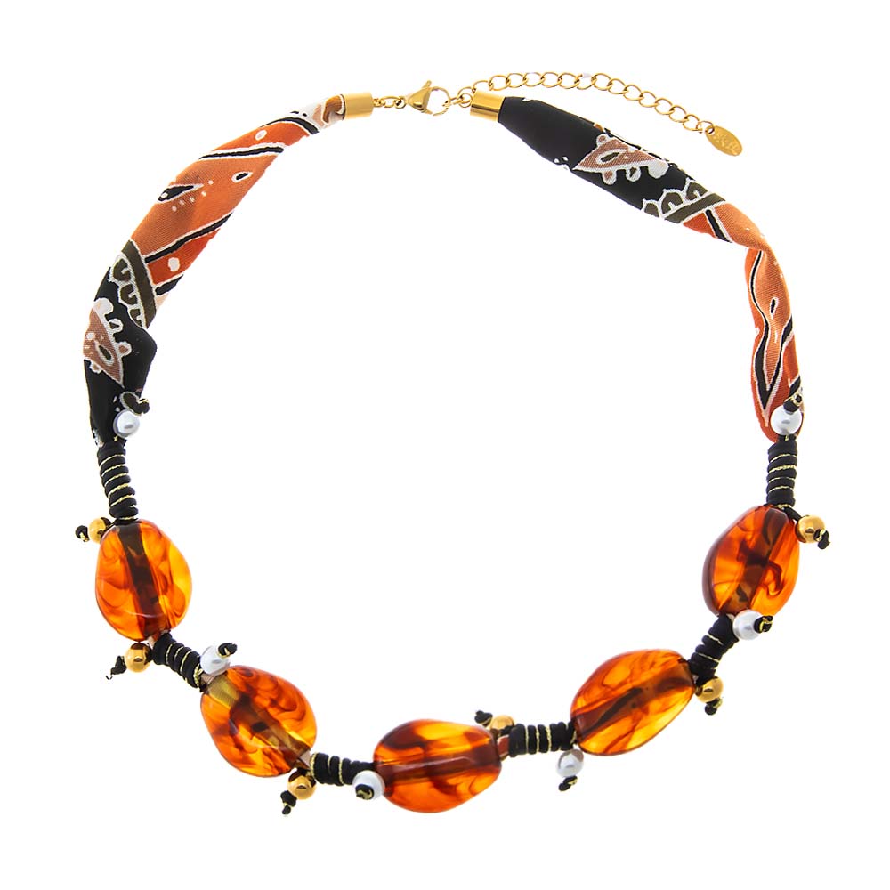 Cognac Bandana Statement Necklace - Adina's Jewels