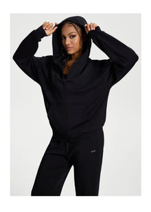 Oversized Zip-Up Hoodie | Black