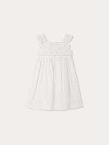 Girl | Galia Dress With Floral Embroidery | Milk White