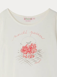Girl | Alcala Cherry Basket Pattern T Shirt | White Milk