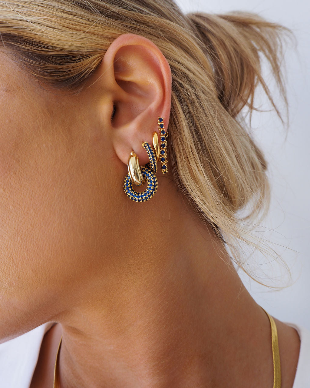 Ballier Chain Studs- Blue Sapphire | Gold