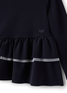 Long Sleeve Sweater with Flounce | Blue/White
