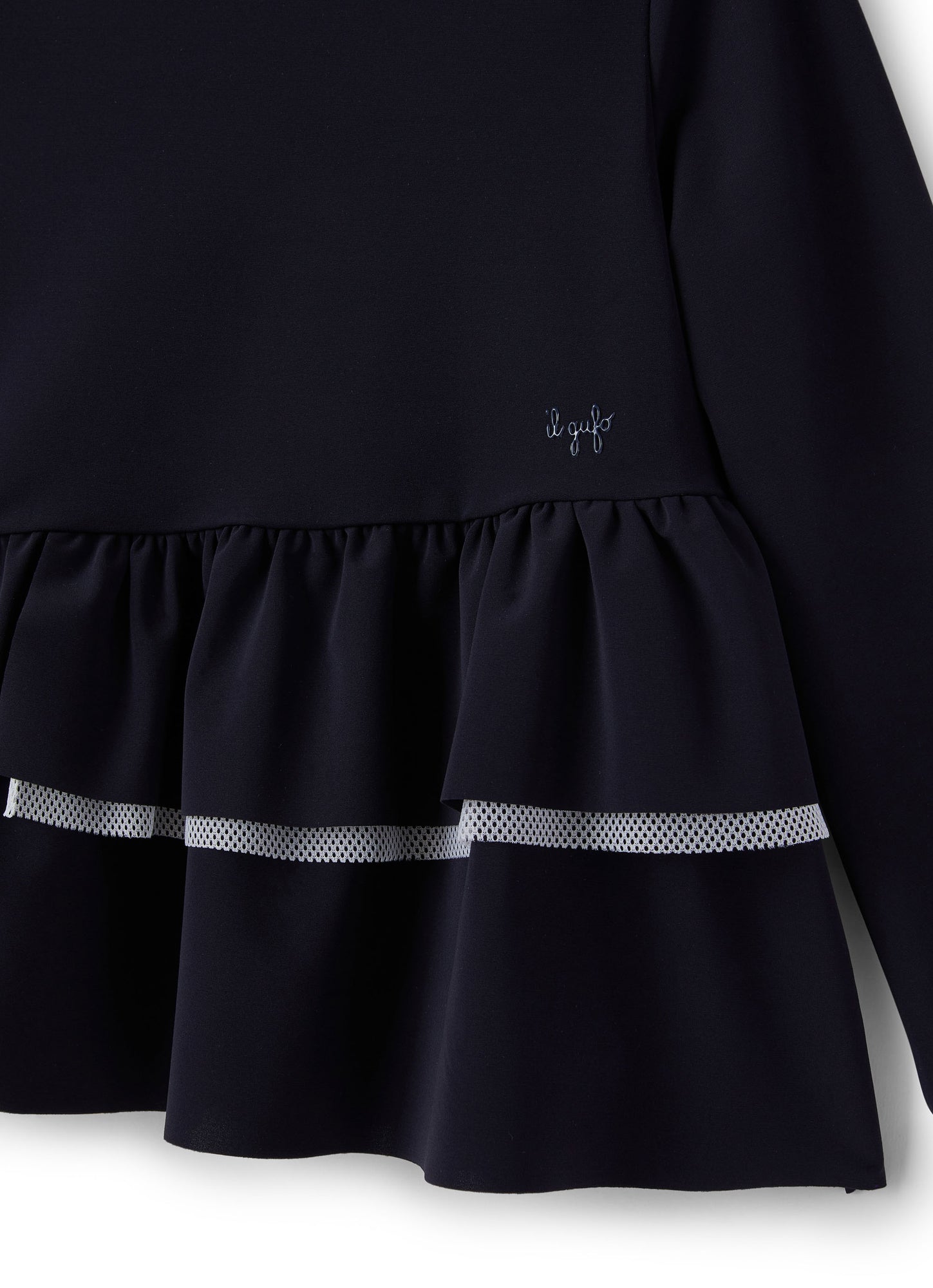 Long Sleeve Sweater with Flounce | Blue/White