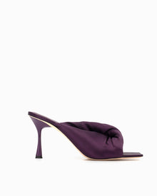 Croissant 90 Heel | Aubergine Satin