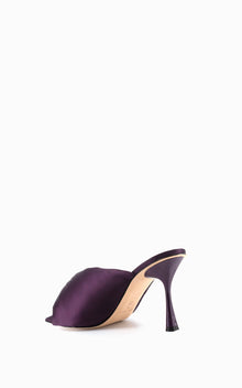 Croissant 90 Heel | Aubergine Satin