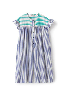 Dungarees in Striped Stretch Cotton | Blue Denim/Acqua