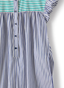 Dungarees in Striped Stretch Cotton | Blue Denim/Acqua