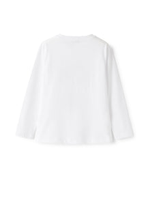 Long-Sleeve T-Shirt with Print of Little Girl | White/Blue