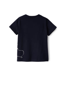 Jersey T-Shirt with Seagull Print | Blue/White