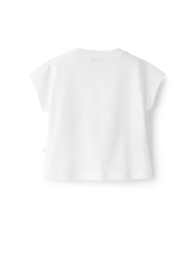 T-Shirt with Landscape Print | White/Sand