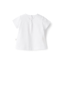 T-Shirt with Print of Flower And Little Girl | White/Chick Yellow