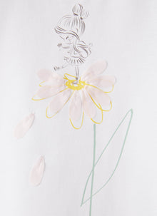T-Shirt with Print of Flower And Little Girl | White/Chick Yellow