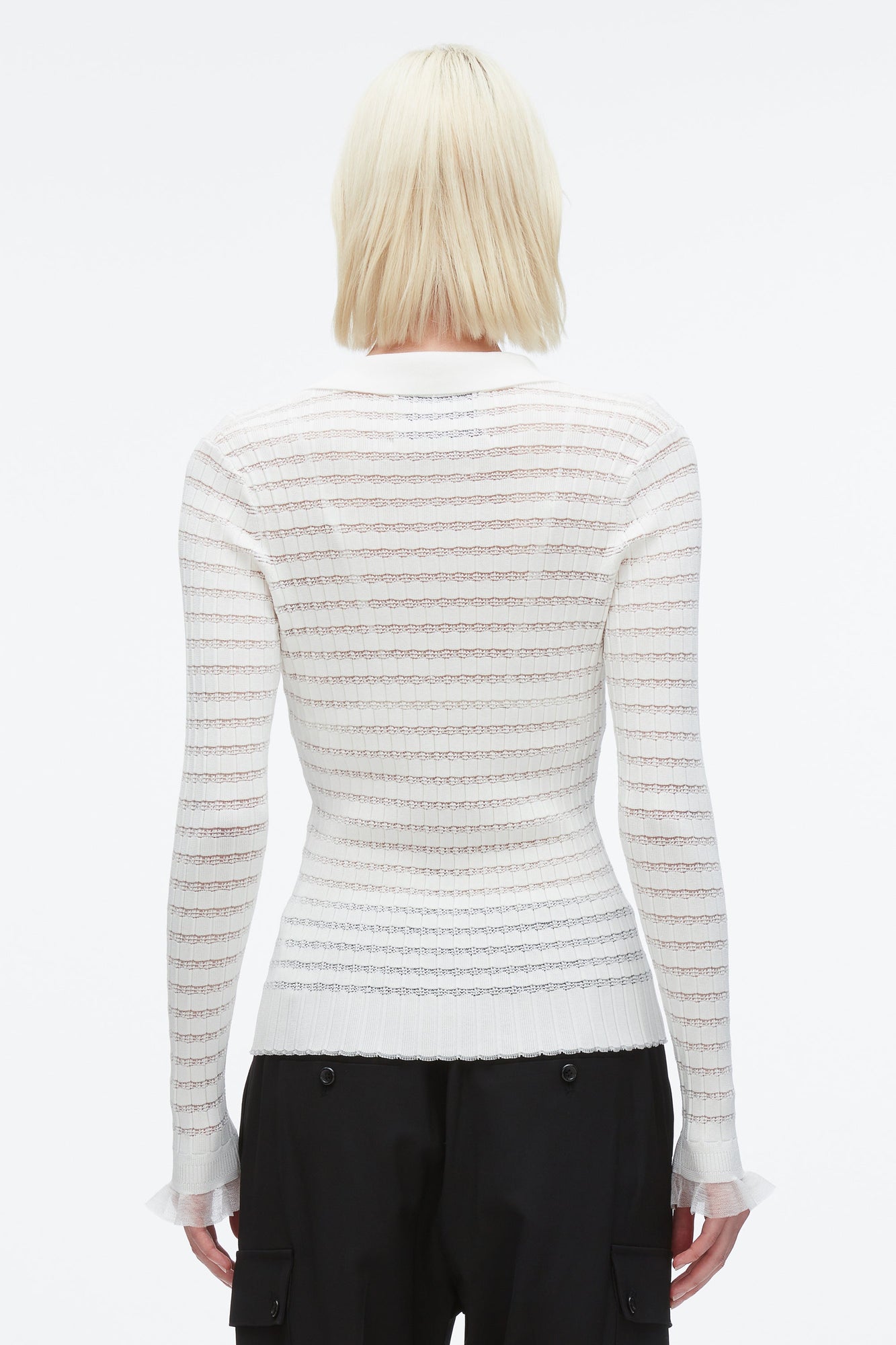 Shadow Stripe Pullover Polo | Ivory