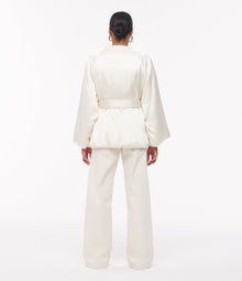 Another Tomorrow Padded Wrap Coat in Cream – Satin Women's Outerwear