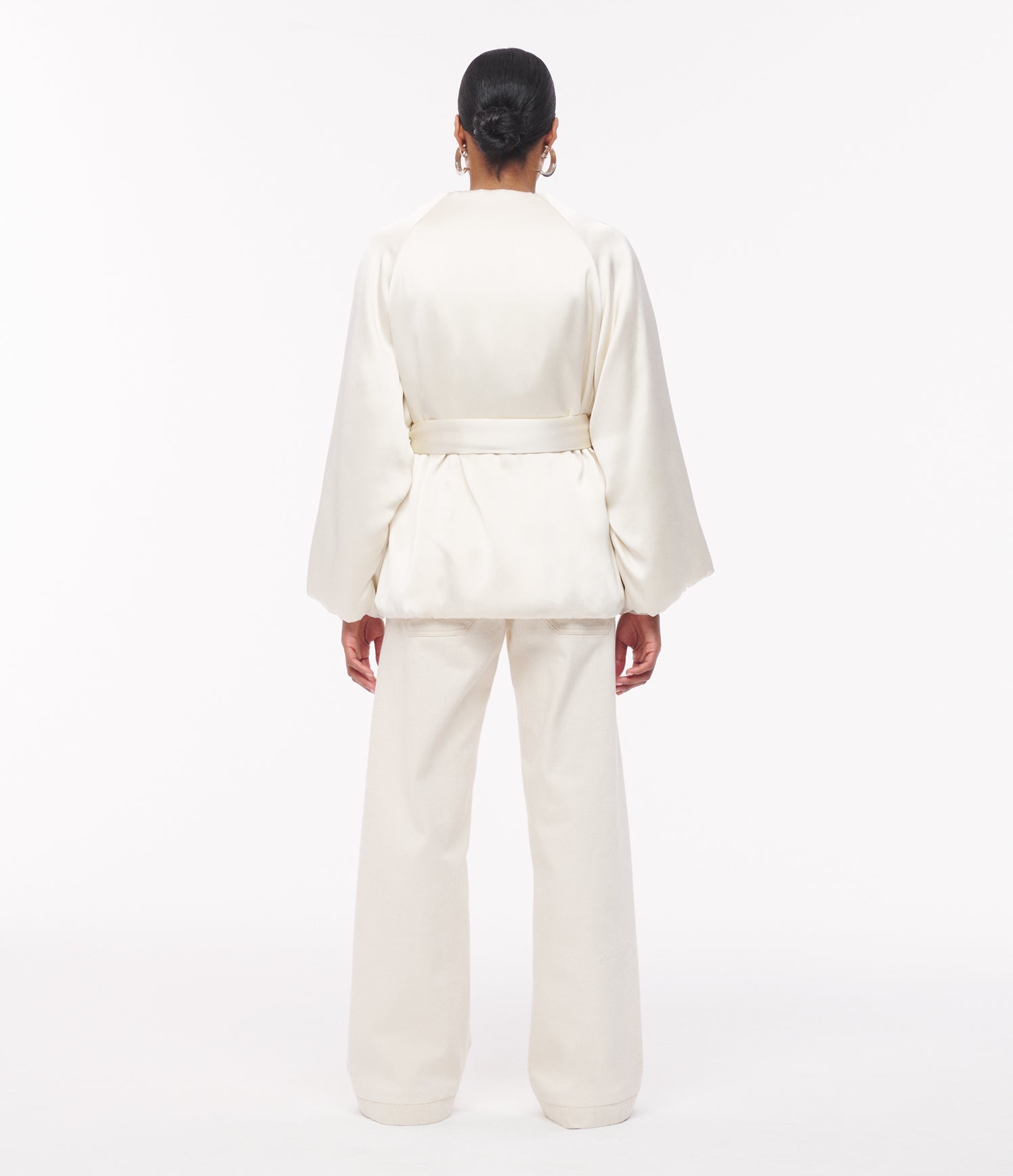 Another Tomorrow Padded Wrap Coat in Cream – Satin Women's Outerwear