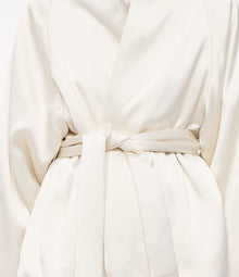 Another Tomorrow Padded Wrap Coat in Cream – Satin Women's Outerwear