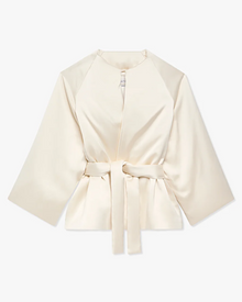 Another Tomorrow Padded Wrap Coat in Cream – Satin Women's Outerwear