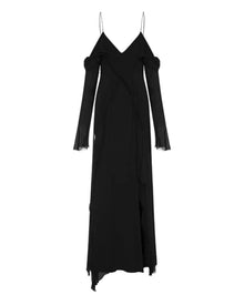 Silk Black Long Dress Front