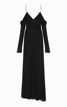 Silk Black Long Dress Back