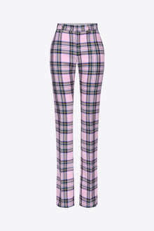 Back Slit Checked Trouser | Pink Multi