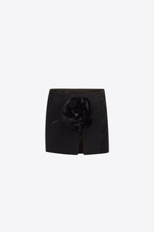 Flower Slit Mini Skirt | Black