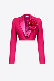 Flower Corsage Cropped Blazer | Raspberry