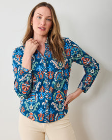 Eclectic Ikat - Edith Blouse - Navy - Printfresh