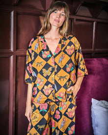 Botanical Checkerboard - OLD Eco Satin Wildest Dreams Set - Caramel - Printfresh