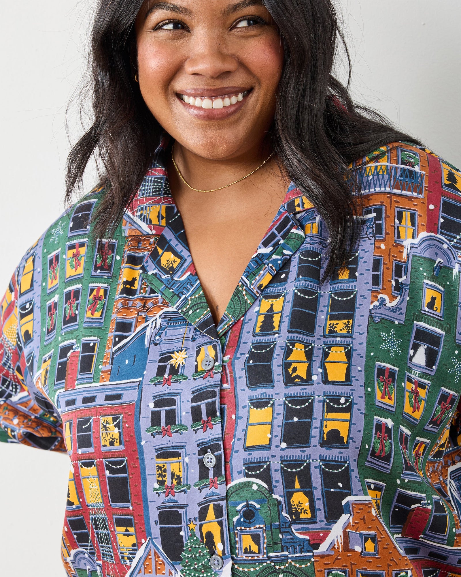 Manhattan Christmas - Eco Satin Wildest Dreams Set - Cozy Brownstone - Printfresh