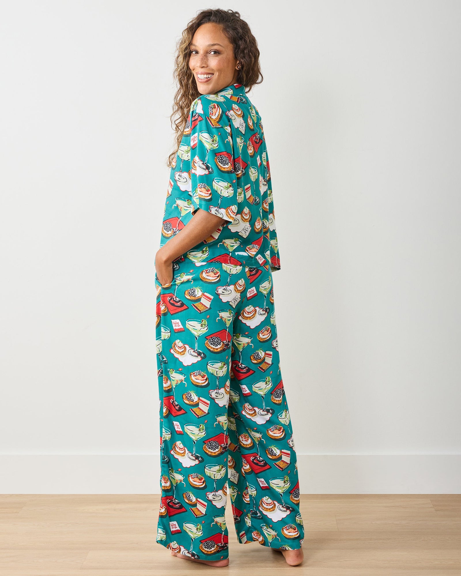 Blinis & Martinis - Eco Satin Wildest Dreams Set - Mid Century Blue - Printfresh