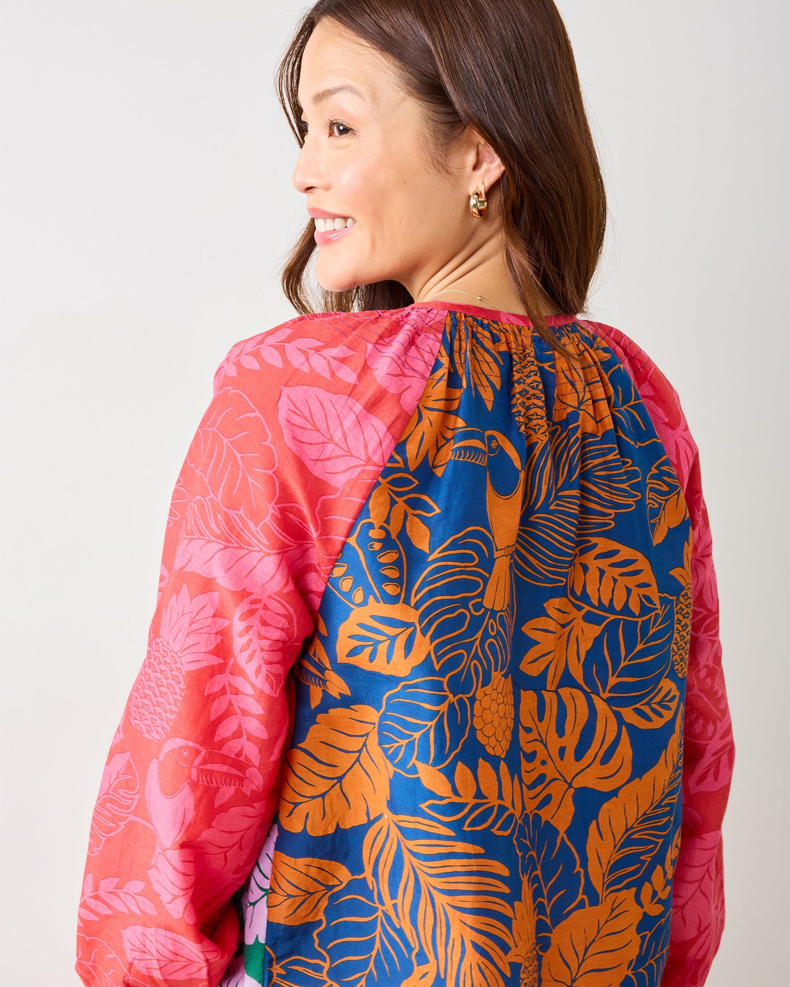 Toucan Treetop - Step Ashore Blouse - Multi Palms - Printfresh