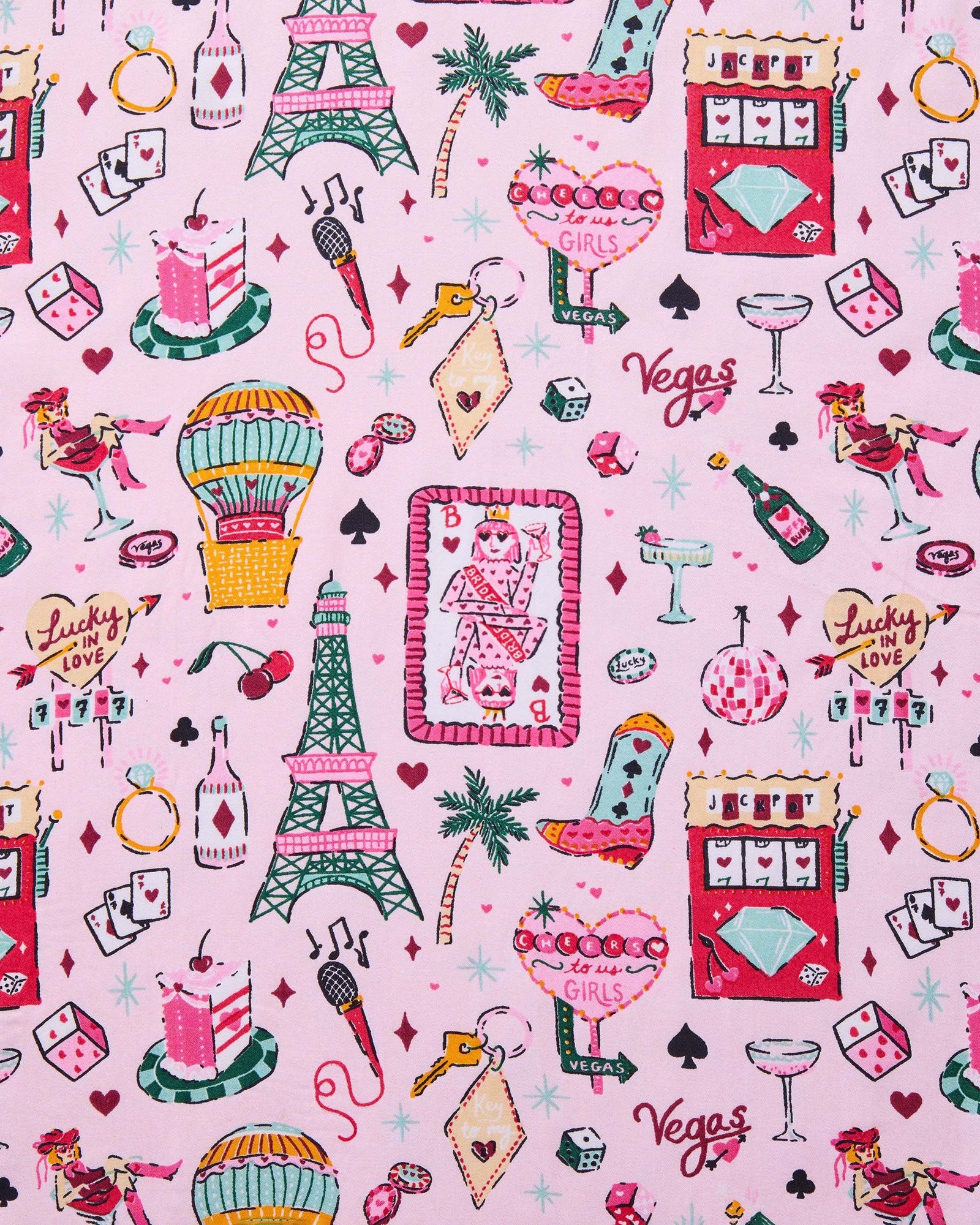 Viva Las Vegas - Eco Satin Sweet Dreams Shorts - Lucky Pink - Printfresh