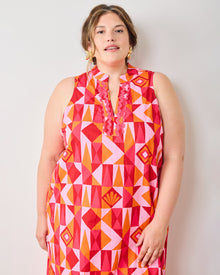 Underwater Mosaic - Ocean View Long Tunic Dress - Pink Crush - Printfresh