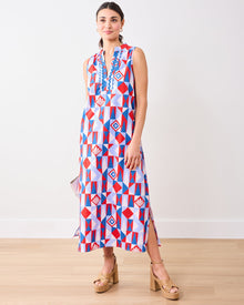 Underwater Mosaic - Ocean View Long Tunic Dress - Retro Red - Printfresh