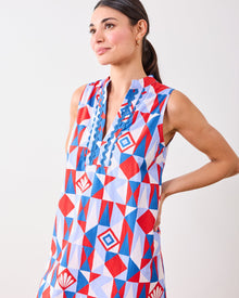 Underwater Mosaic - Ocean View Long Tunic Dress - Retro Red - Printfresh