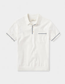 Robles Knit Polo in Cream-Navy Laydown