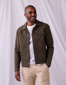 Men | James Canvas Trucker | Dark Moss