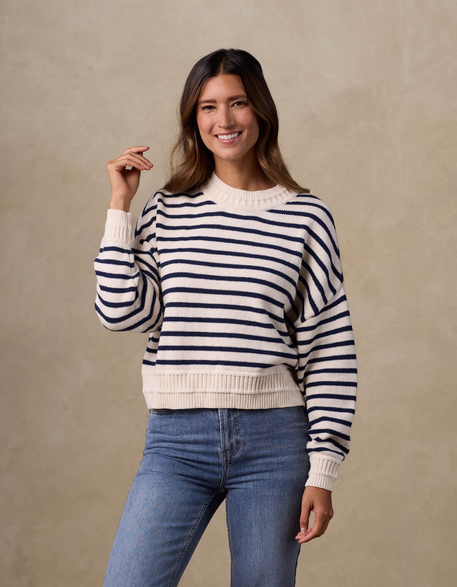 Women | Maritime Crewneck | Cream/Navy