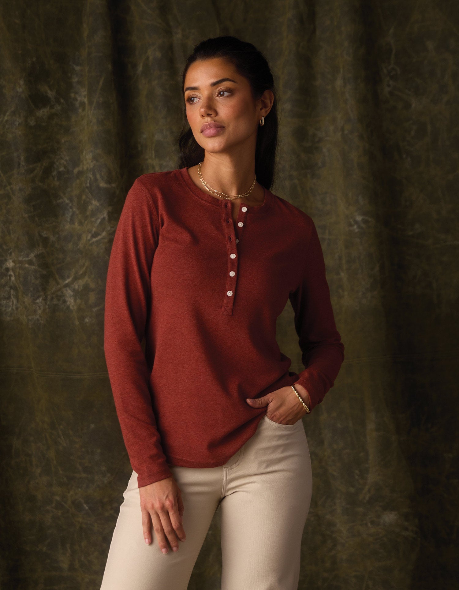 Women | Puremeso Henley | Terracotta