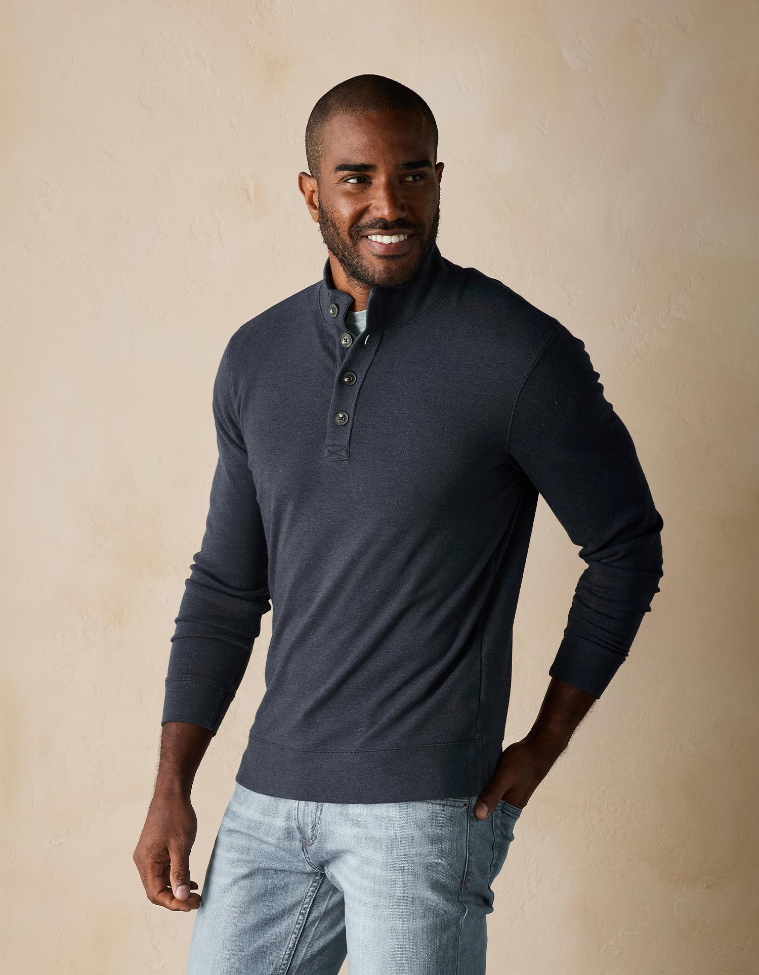 Men | Puremeso Button Popover | Navy