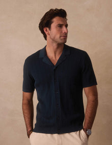 Men | Robles Textured Knit Camp Button Up | Dark Oasis