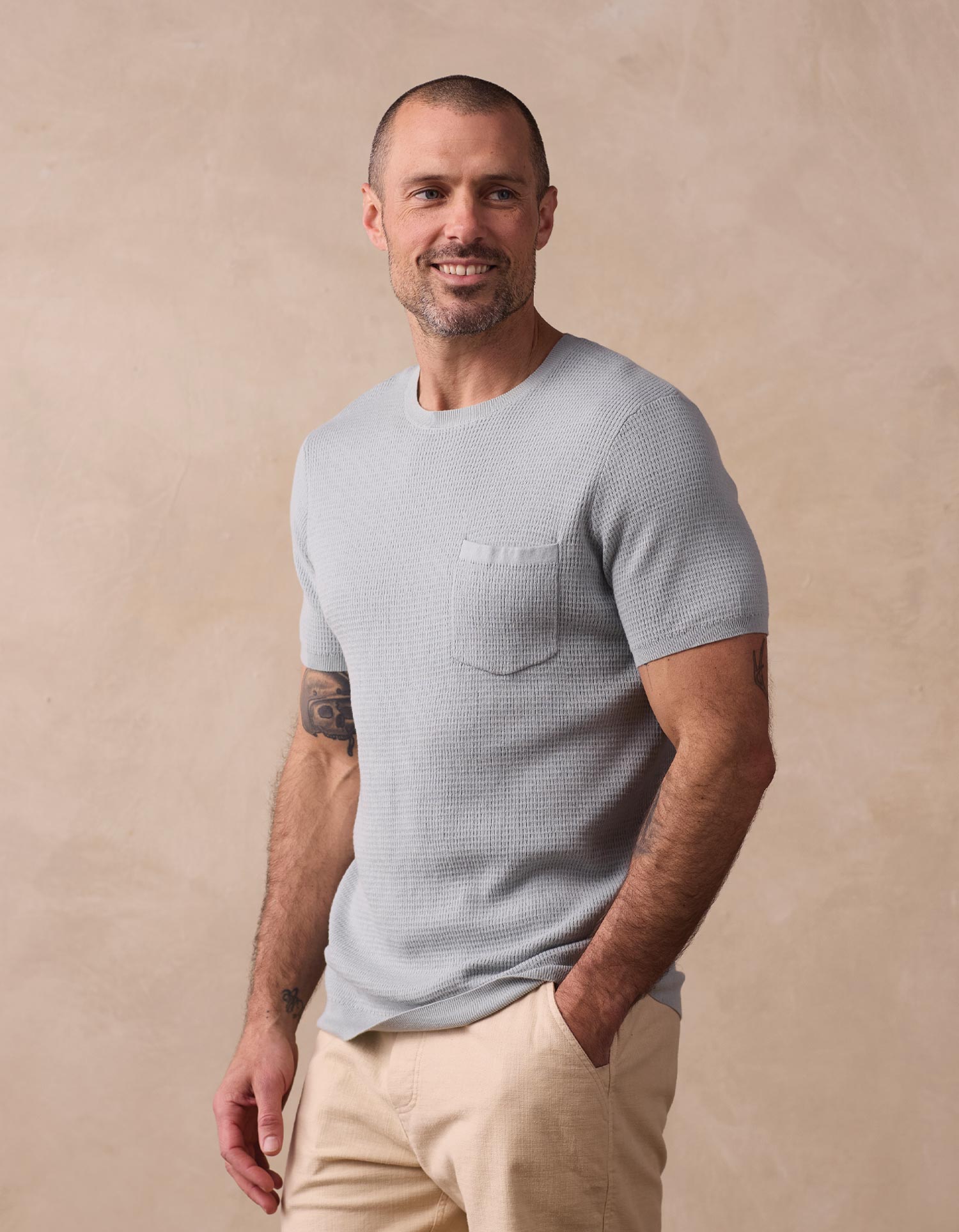 Men | Waffle Knit Sweater Tee | Misty Harbor
