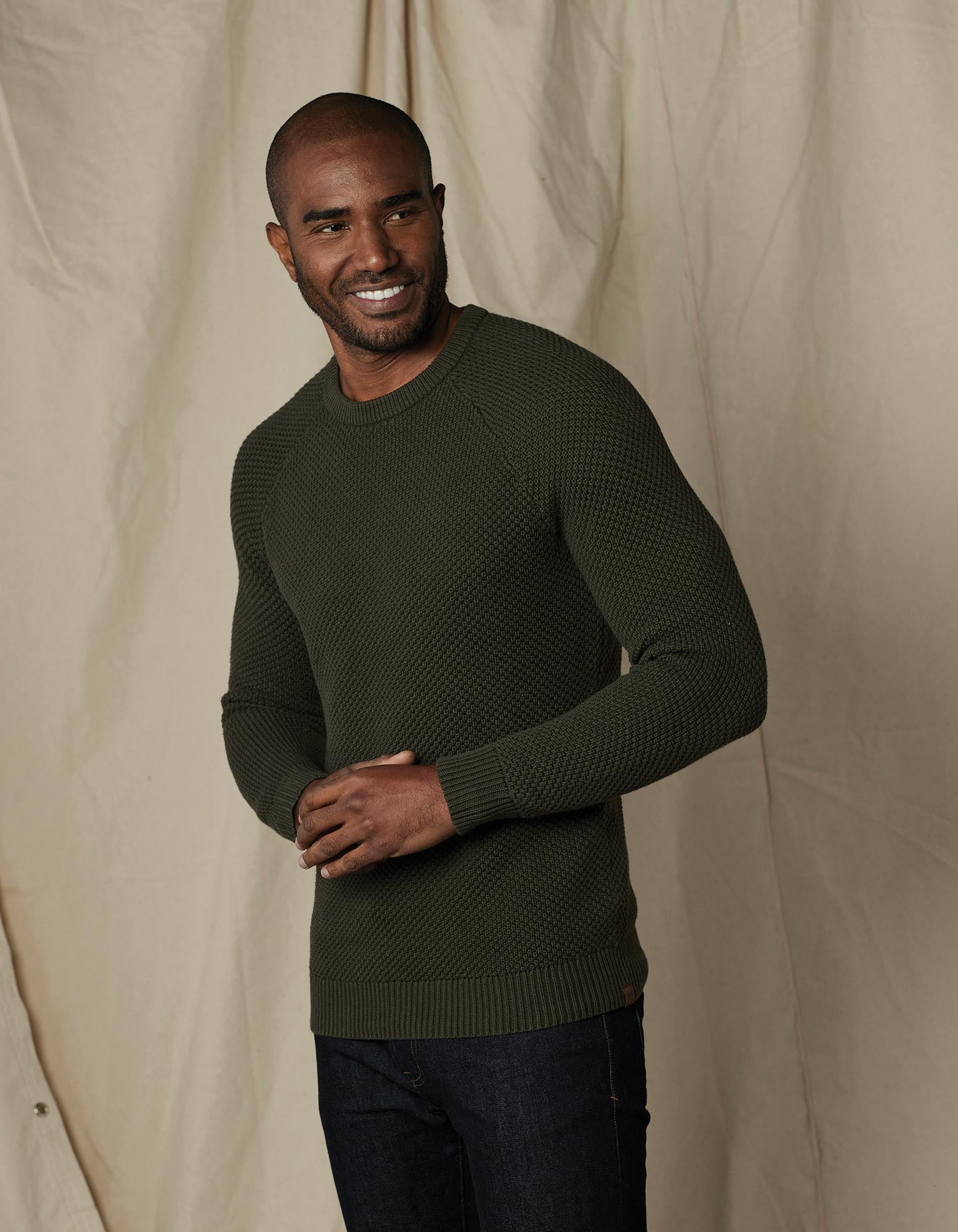 Men | Moss Stitch Crew | Oakmoss