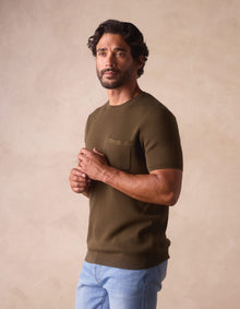 Men | Waffle Knit Sweater Tee | Olive